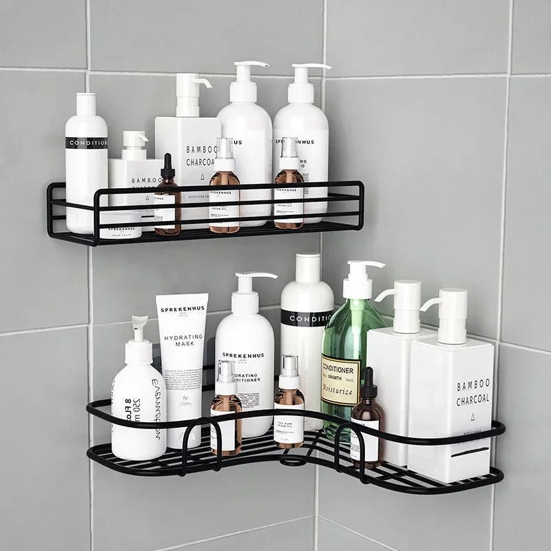 Bathroom kitchen Punch Corner Frame hower Shelf Wrought Iron Shampoo Storage Rack Holder bathroom accessories